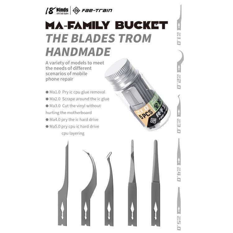 18 Kinds 5 in 1 High Toughness Soft Handmade Polishing Blade, Model:MA-Family Bucket