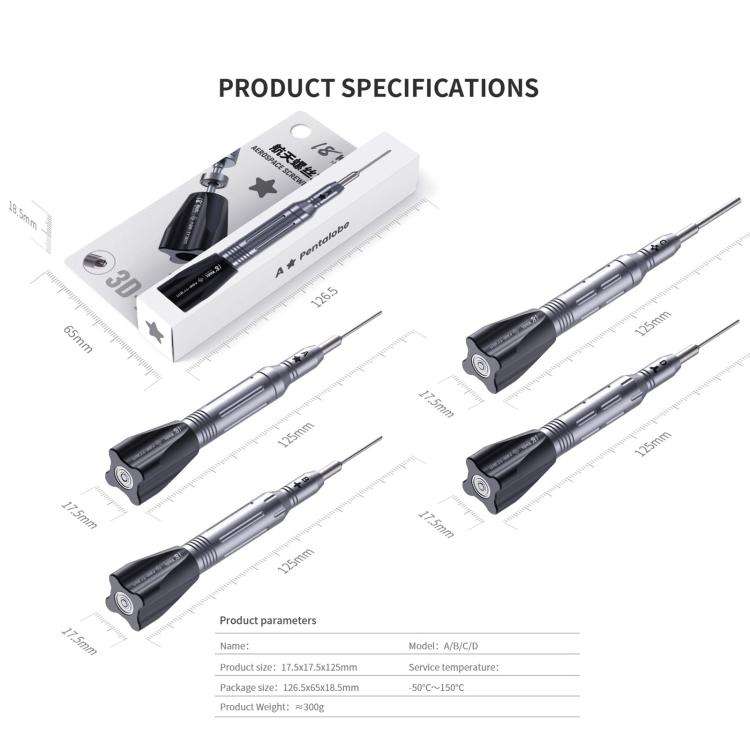 18 Kinds Aerospace 3D Anti-Slip Magnetic Screwdriver, Model:D Tri-Wing
