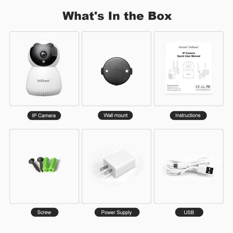 SriHome SH036 500W Pixel AI Smart HD Camera Supports Human Tracking(US Plug)