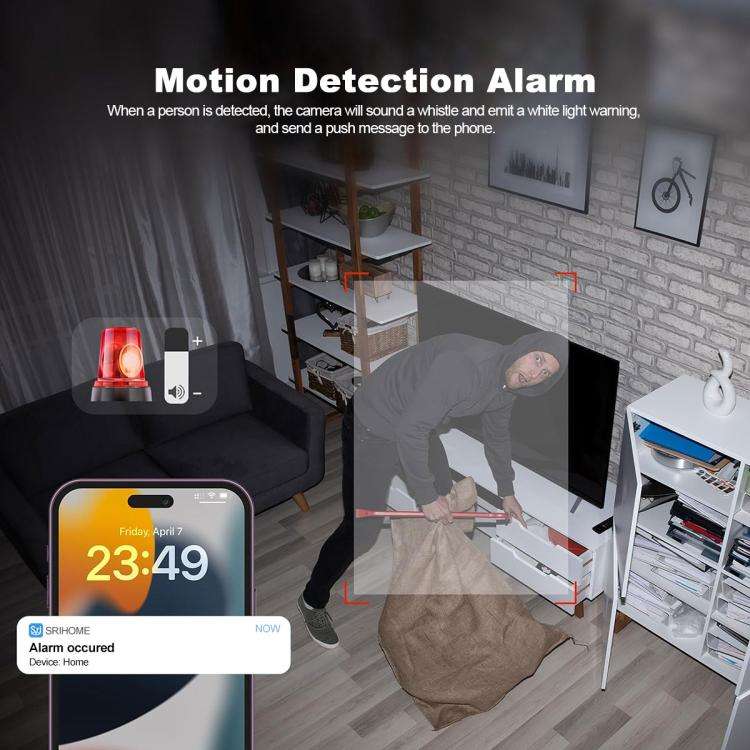 SriHome SH036 500W Pixel AI Smart HD Camera Supports Human Tracking(US Plug)