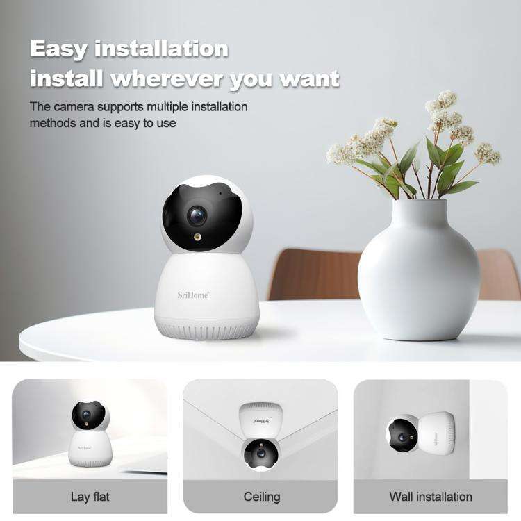 SriHome SH036 500W Pixel AI Smart HD Camera Supports Human Tracking(US Plug)