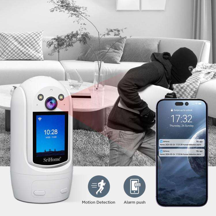 SriHome SH060 2MP 2.4 inch IPS Screen Smart IP Camera Supports Two-way Video Voice Call(EU Plug)