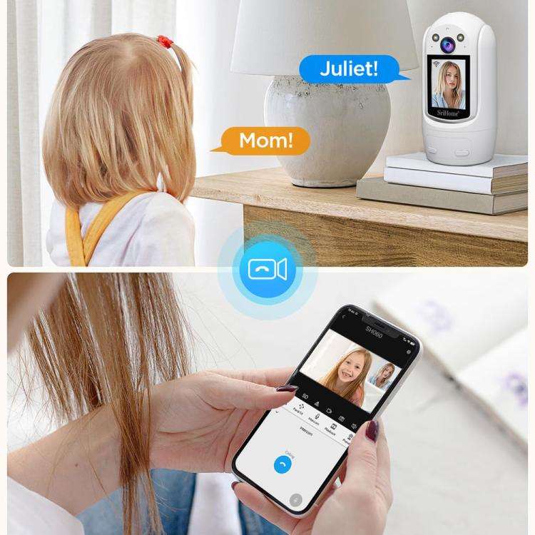 SriHome SH060 2MP 2.4 inch IPS Screen Smart IP Camera Supports Two-way Video Voice Call(EU Plug)