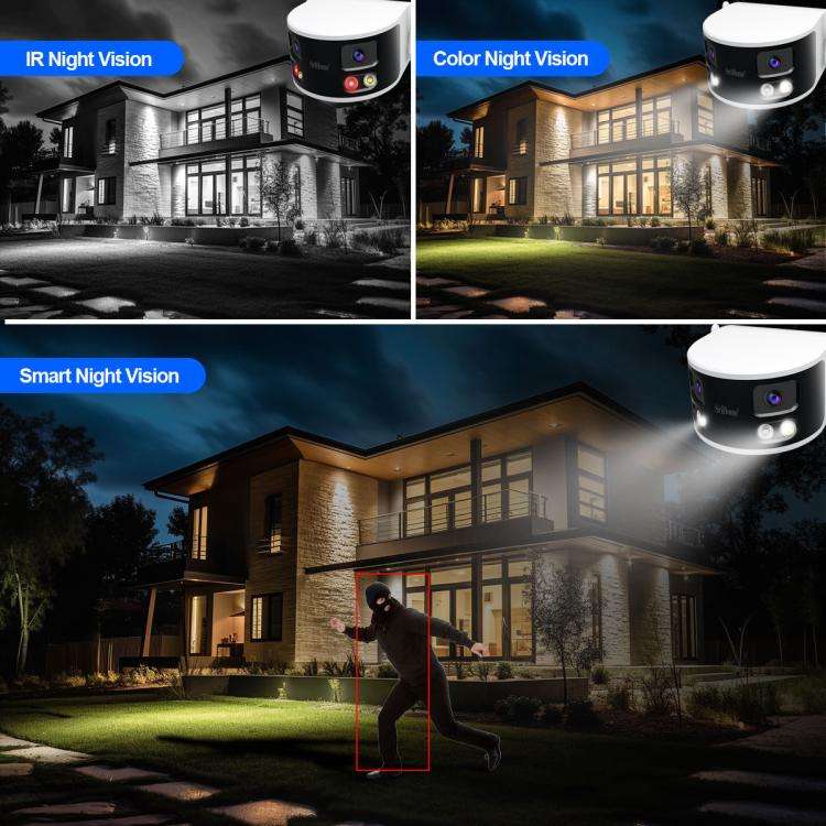 SriHome SH070 4MP Binocular Stitching Ultra-wide Angle Waterproof Camera Supports Full-color Nigh...