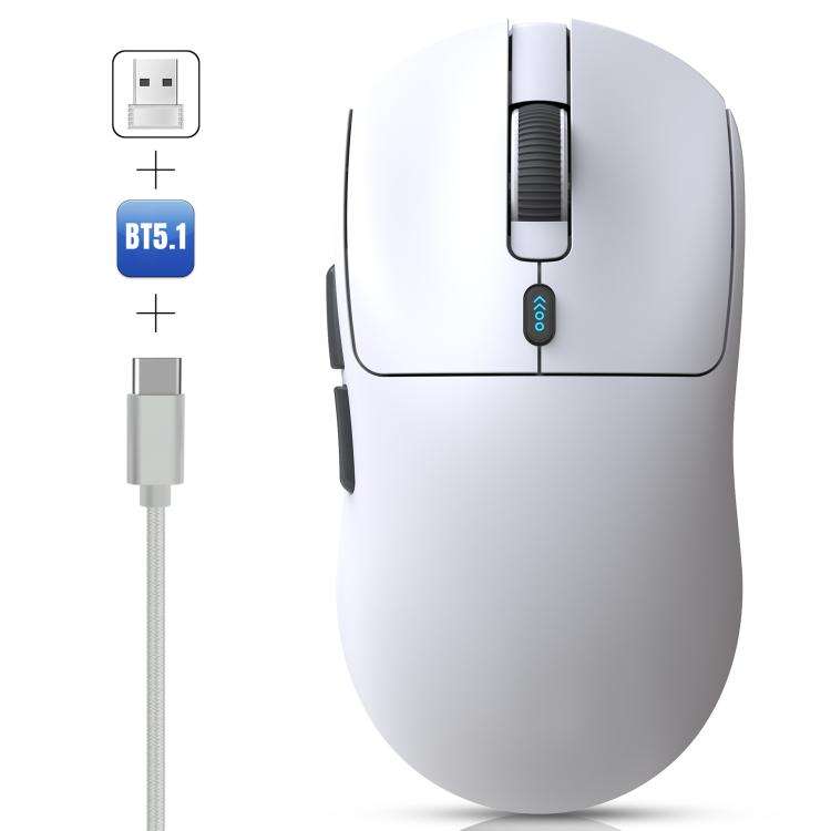 HXSJ T68 3 Modes Wired 2.4G BT5.1 Wireless Lightweight Gaming Mouse(White)