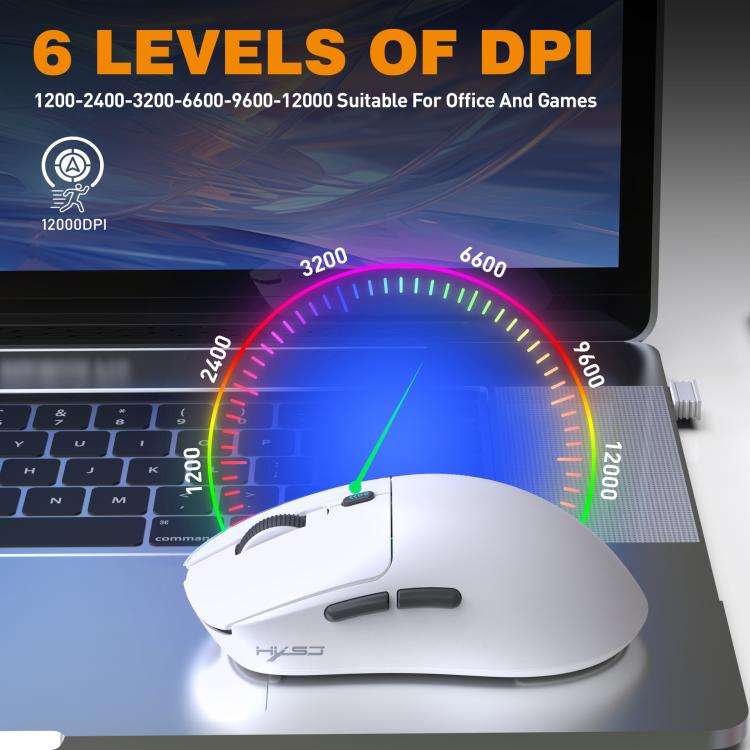 HXSJ T68 3 Modes Wired 2.4G BT5.1 Wireless Lightweight Gaming Mouse(White)