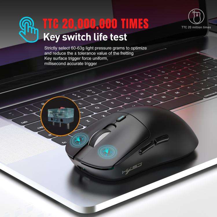 HXSJ T68 3 Modes Wired 2.4G BT5.1 Wireless Lightweight Gaming Mouse(White)