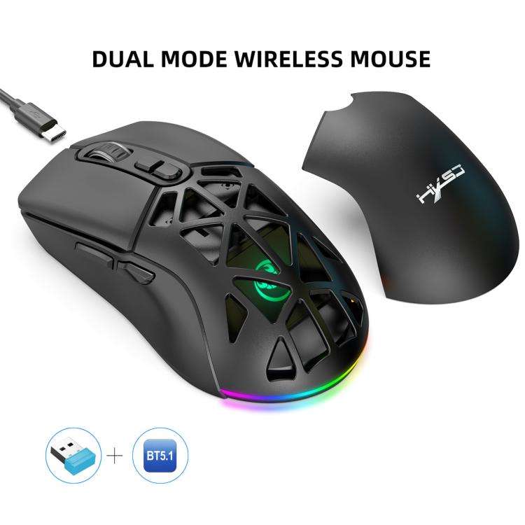 HXSJ T26 Dual Modes 2.4G BT5.1 Rechargeable Wireless Mouse(Black)