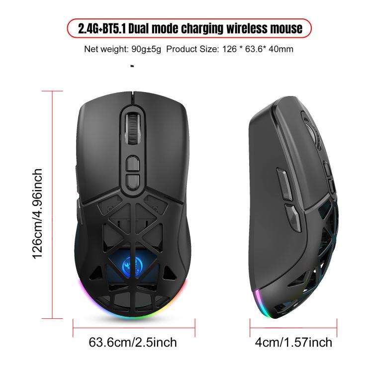 HXSJ T26 Dual Modes 2.4G BT5.1 Rechargeable Wireless Mouse(White)