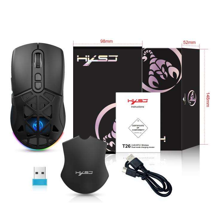 HXSJ T26 Dual Modes 2.4G BT5.1 Rechargeable Wireless Mouse(White)