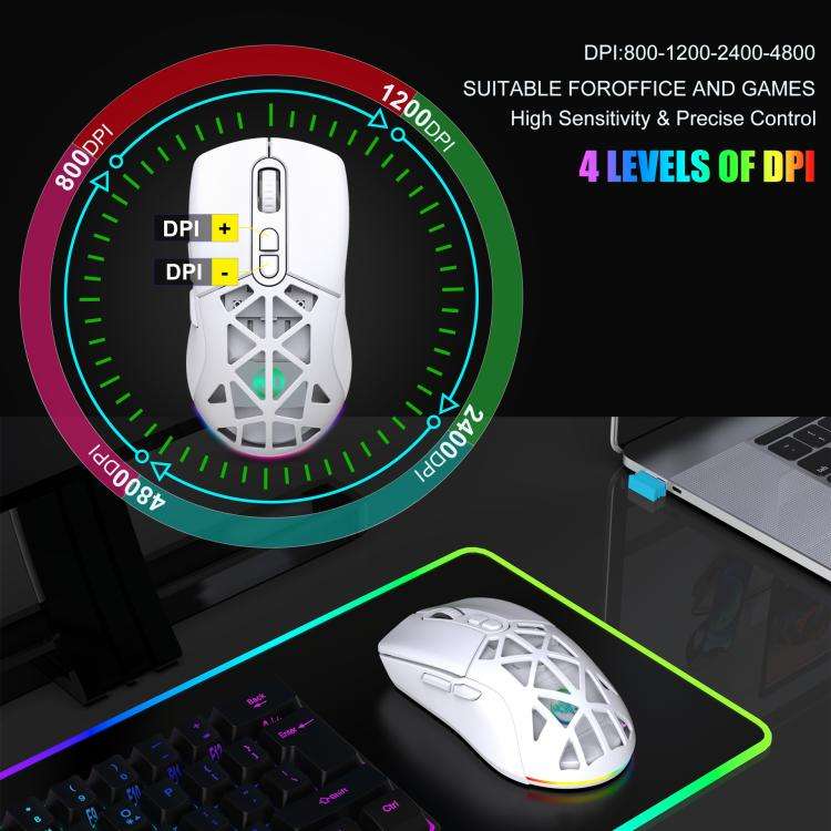 HXSJ T26 Dual Modes 2.4G BT5.1 Rechargeable Wireless Mouse(White)