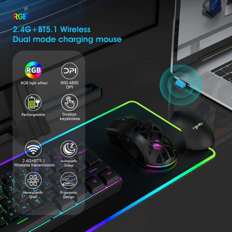 HXSJ T26 Dual Modes 2.4G BT5.1 Rechargeable Wireless Mouse(White)
