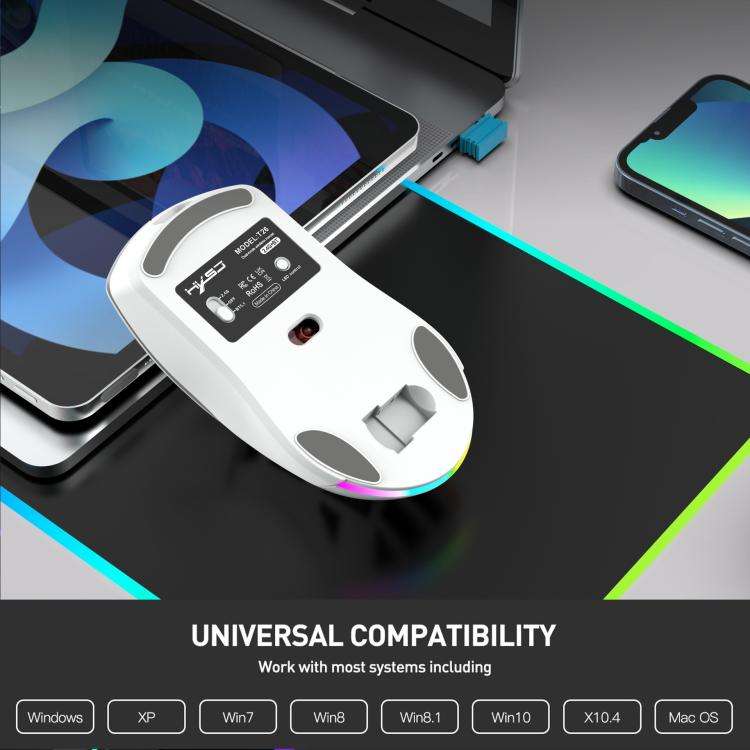 HXSJ T26 Dual Modes 2.4G BT5.1 Rechargeable Wireless Mouse(White)
