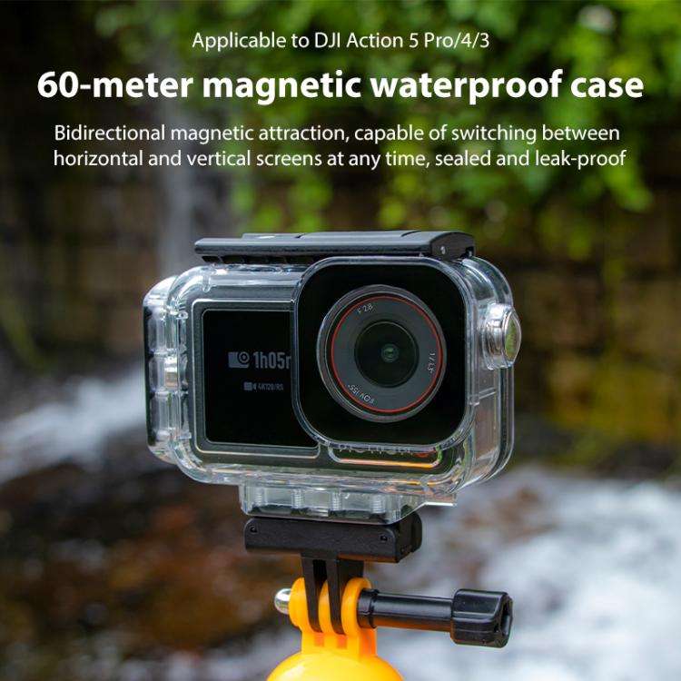 For DJI Osmo Action 5 Pro Magnetic 60m Waterproof Case Diving Case with Base + Gift Kit