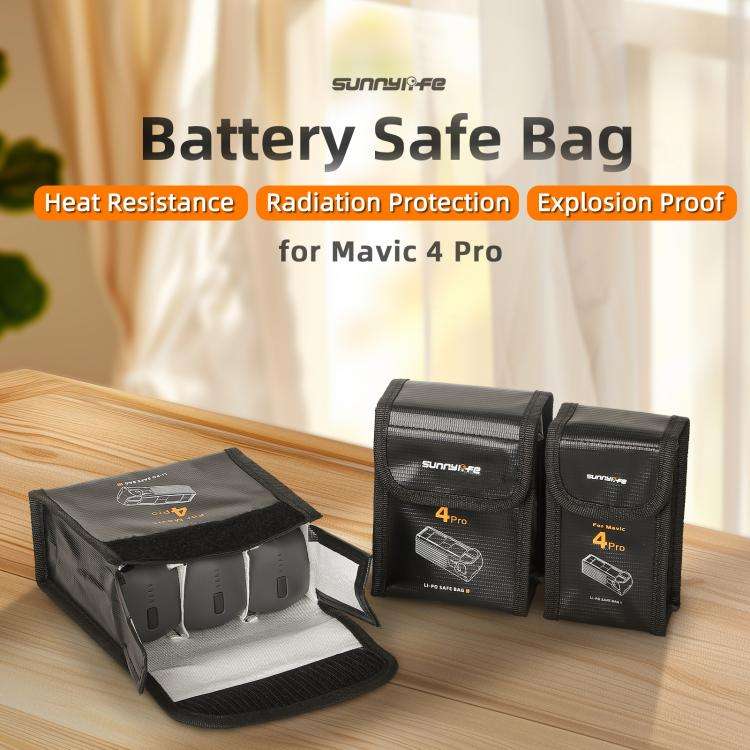For DJI Mavic 4 Pro Sunnylife Battery Explosion-proof Safe Bag Protective Li-Po Safe Bag(For 2pcs...