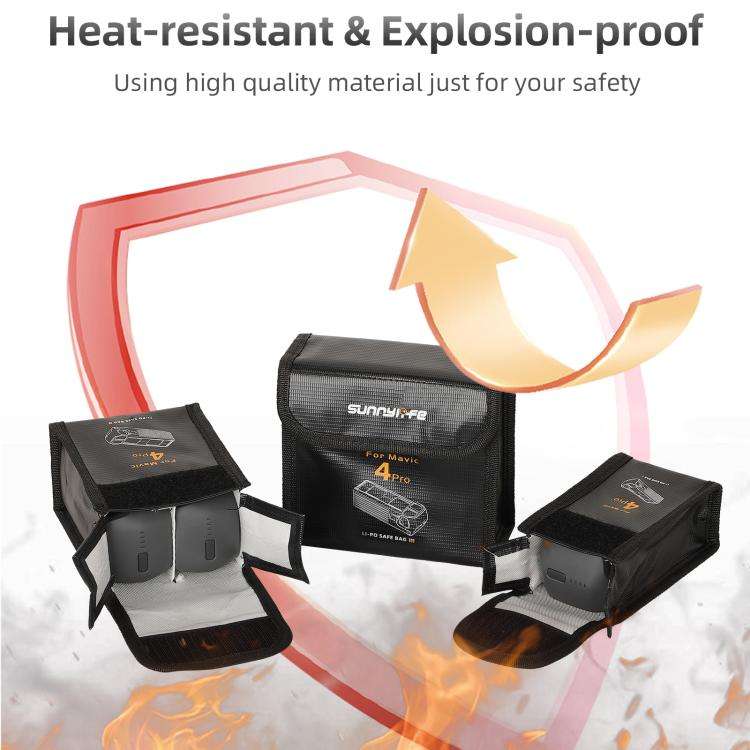 For DJI Mavic 4 Pro Sunnylife Battery Explosion-proof Safe Bag Protective Li-Po Safe Bag(For 3pcs...