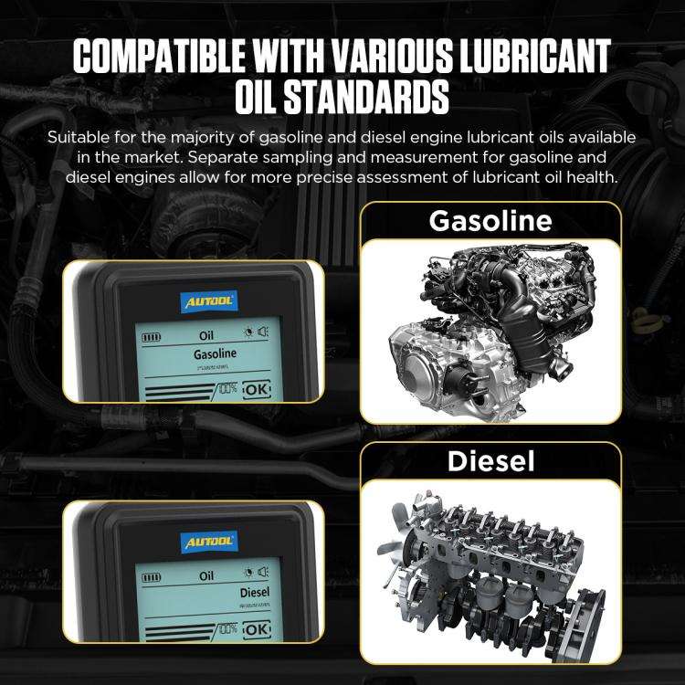 AUTOOL AS503 2.8 inch Backlit Display Car Engine Oil Tester Lubricating Oil Quality Analyzer(Black)