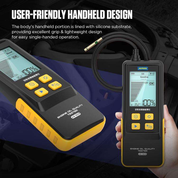 AUTOOL AS503 2.8 inch Backlit Display Car Engine Oil Tester Lubricating Oil Quality Analyzer(Black)