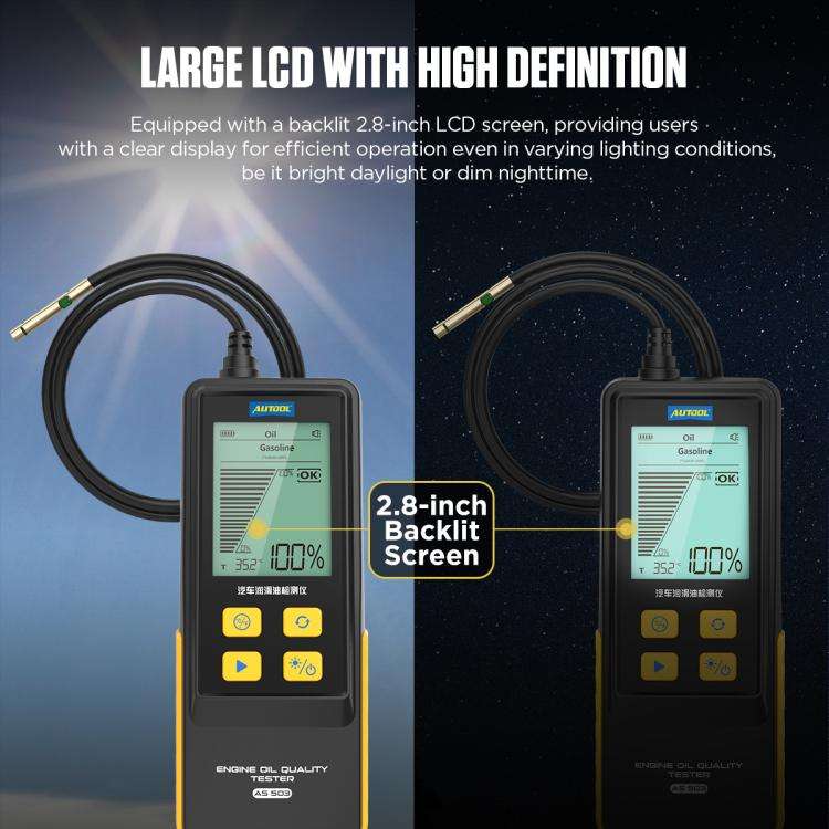 AUTOOL AS503 2.8 inch Backlit Display Car Engine Oil Tester Lubricating Oil Quality Analyzer(Black)