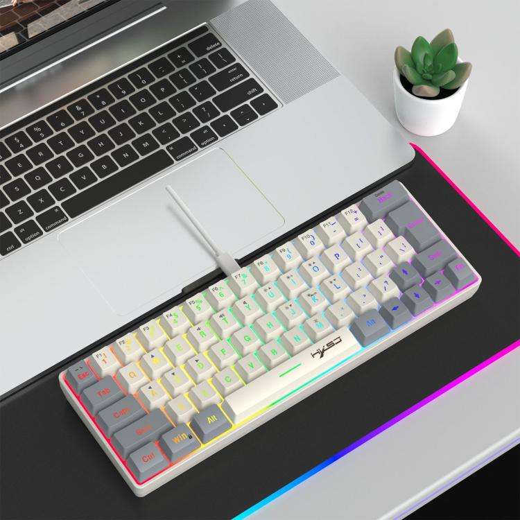 HXSJ V400 Wired Color Matching RGB Backlit Membrane Keyboard 63 Key Caps, Cable Length: 1.7m(Grey...