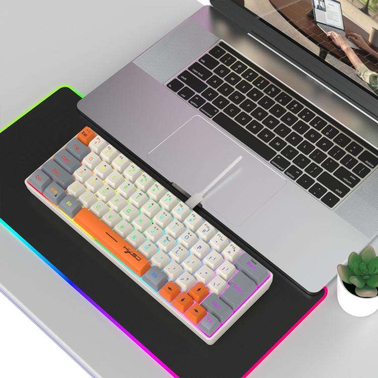 HXSJ V400 Wired Color Matching RGB Backlit Membrane Keyboard 63 Key Caps, Cable Length: 1.7m(Grey...