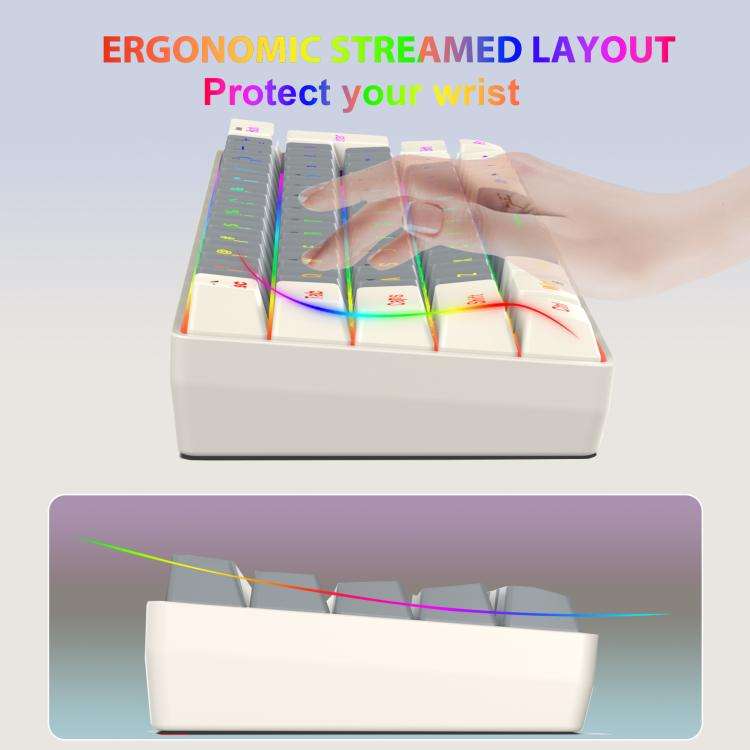 HXSJ V400 Wired Color Matching RGB Backlit Membrane Keyboard 63 Key Caps, Cable Length: 1.7m(Grey...