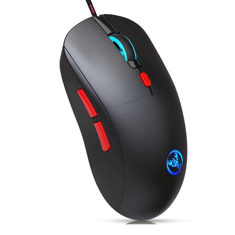 HXSJ X200 3600DPI Colorful Luminous Wired Mouse, Cable Length: 1.5m(Black)