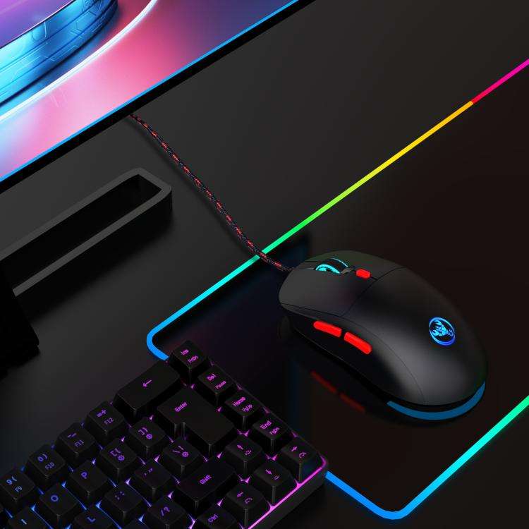 HXSJ X200 3600DPI Colorful Luminous Wired Mouse, Cable Length: 1.5m(Black)