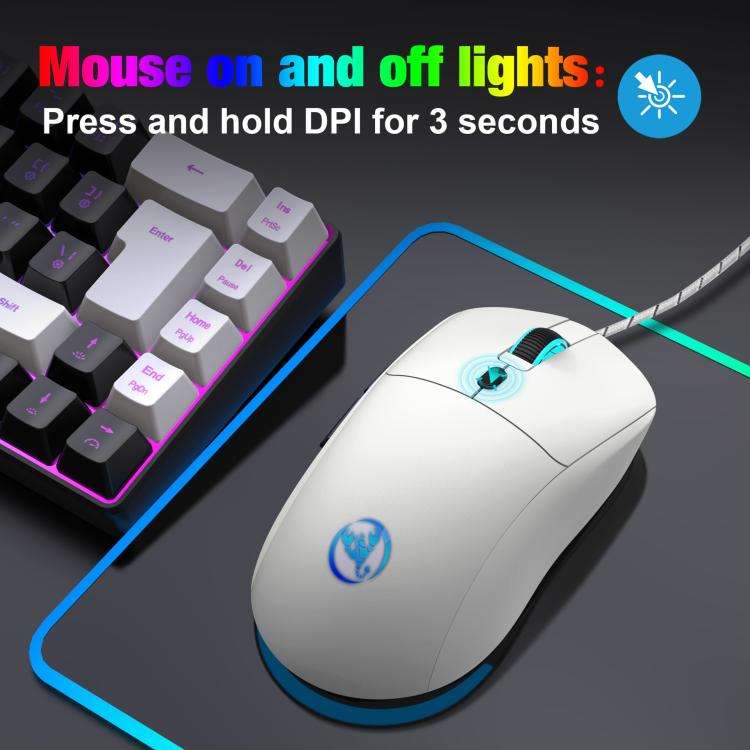 HXSJ X200 3600DPI Colorful Luminous Wired Mouse, Cable Length: 1.5m(Black)