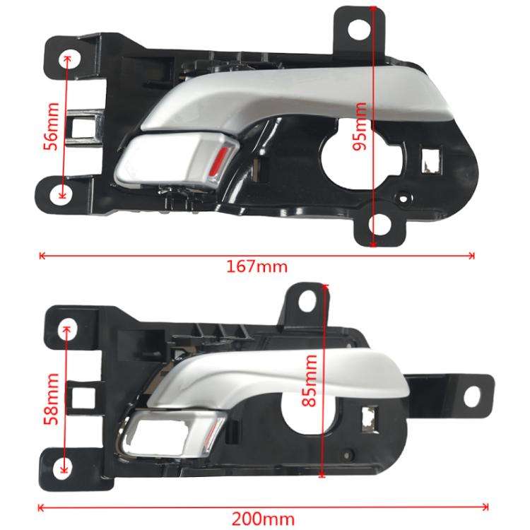 4pcs / Set Car Door Inside Handle for Hyundai Sante Fe 2013-2018(Black + Silver)