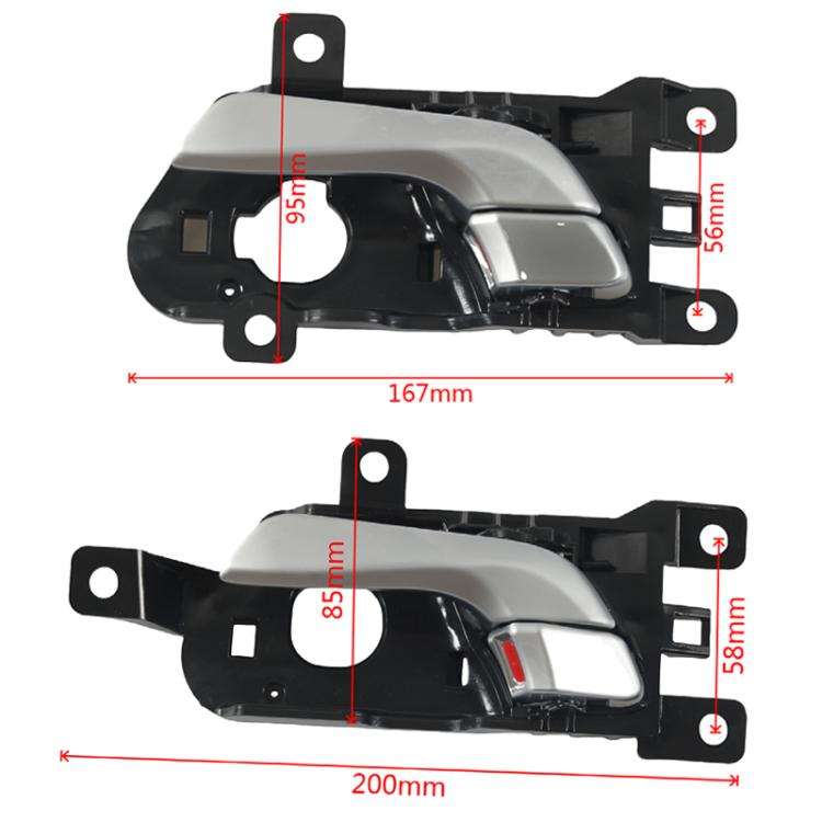 4pcs / Set Car Door Inside Handle for Hyundai Sante Fe 2013-2018(Black + Silver)
