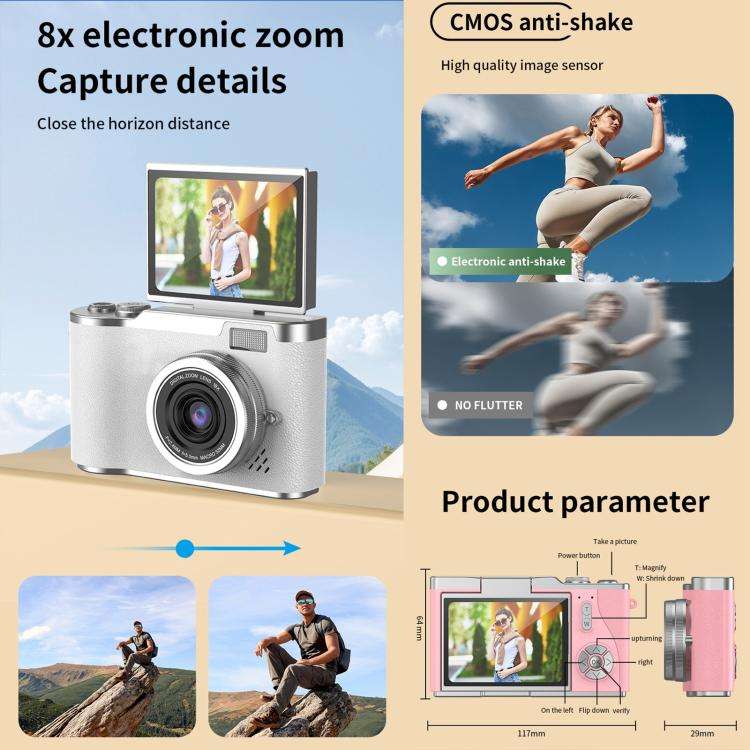 LK007 2.4 inch HD CCD Camera Retro Kids Camera(Yellow)