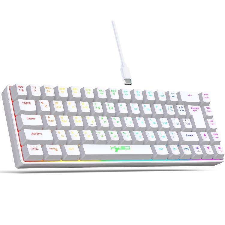 HXSJ V200 Russian Version Wired RGB Backlit Mechanical Keyboard 68 Key Caps, Cable Length: 1.7m(W...