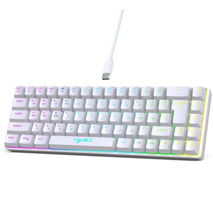 HXSJ V200 Russian Version Wired RGB Backlit Mechanical Keyboard 68 Key Caps, Cable Length: 1.7m(W...