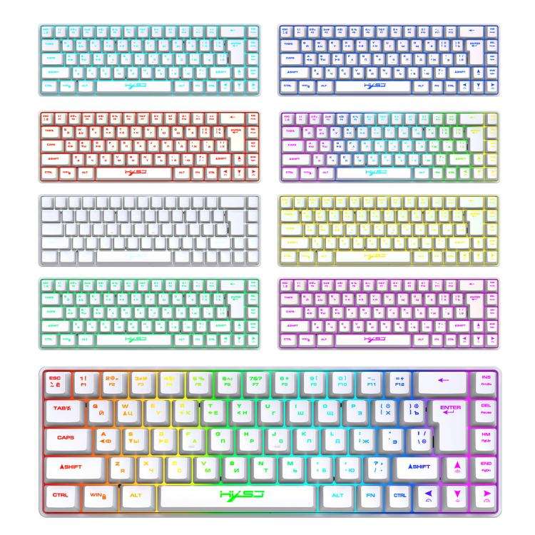 HXSJ V200 Russian Version Wired RGB Backlit Mechanical Keyboard 68 Key Caps, Cable Length: 1.7m(W...