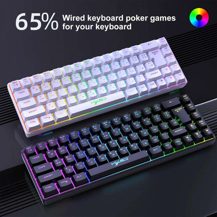 HXSJ V200 Russian Version Wired RGB Backlit Mechanical Keyboard 68 Key Caps, Cable Length: 1.7m(W...