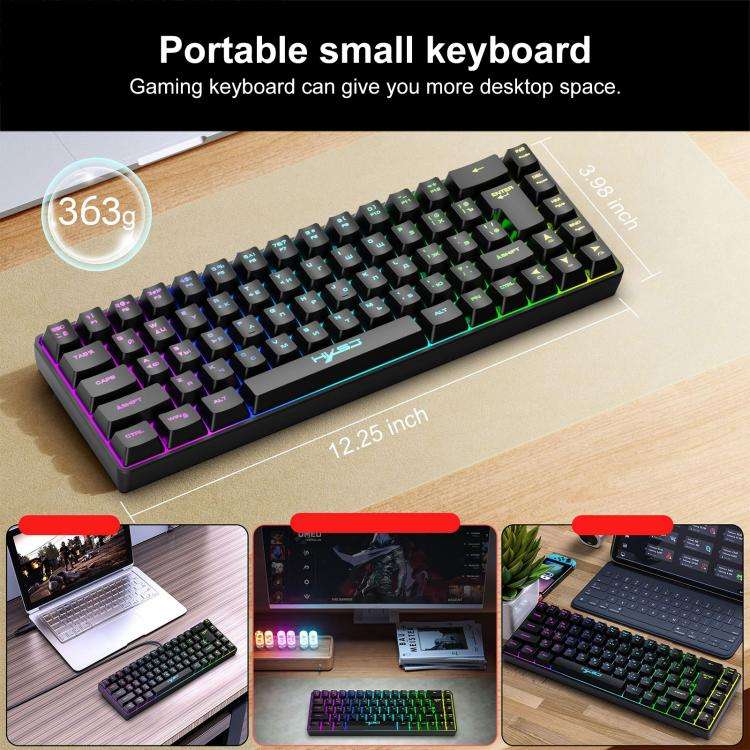 HXSJ V200 Russian Version Wired RGB Backlit Mechanical Keyboard 68 Key Caps, Cable Length: 1.7m(W...