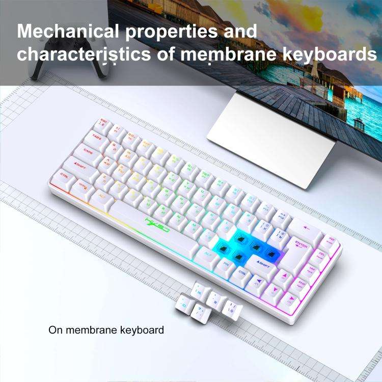 HXSJ V200 Russian Version Wired RGB Backlit Mechanical Keyboard 68 Key Caps, Cable Length: 1.7m(W...