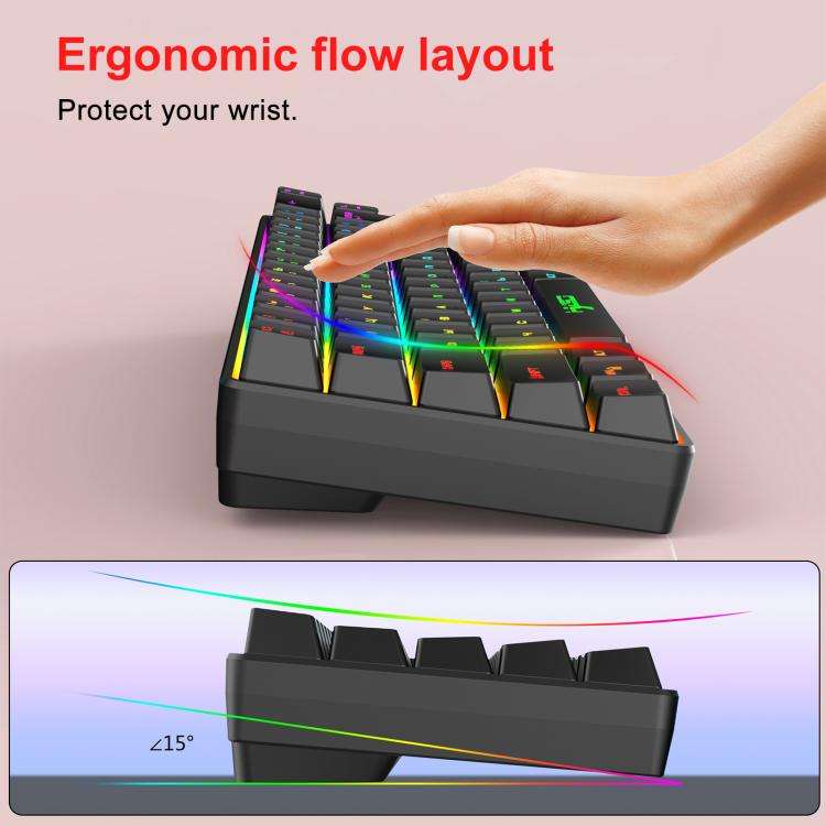 HXSJ V200 Russian Version Wired RGB Backlit Mechanical Keyboard 68 Key Caps, Cable Length: 1.7m(W...
