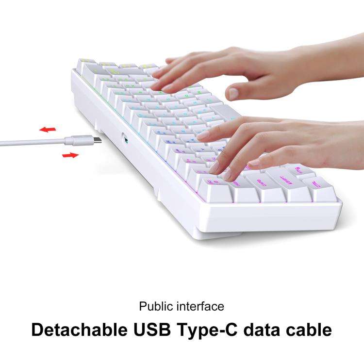 HXSJ V200 Russian Version Wired RGB Backlit Mechanical Keyboard 68 Key Caps, Cable Length: 1.7m(W...