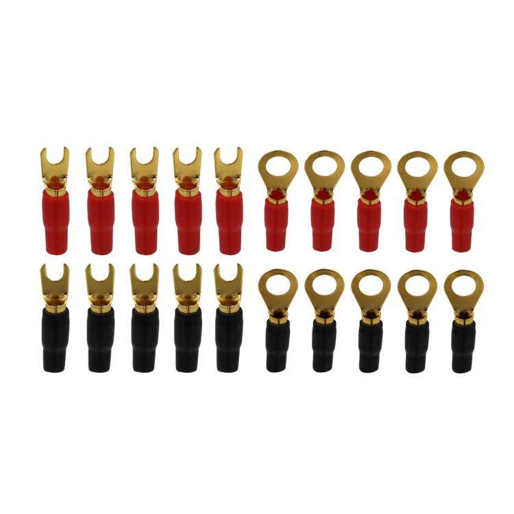 10 Pairs / Set 8GA Car Audio Modification Brass Terminal Crimp(Fork + Round)