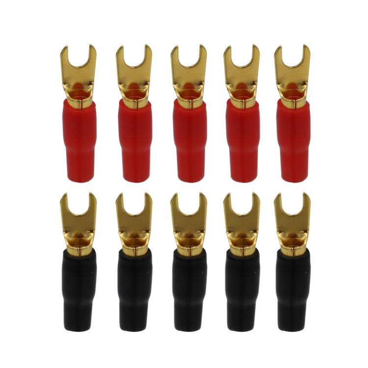 10 Pairs / Set 8GA Car Audio Modification Brass Terminal Crimp(Fork + Round)