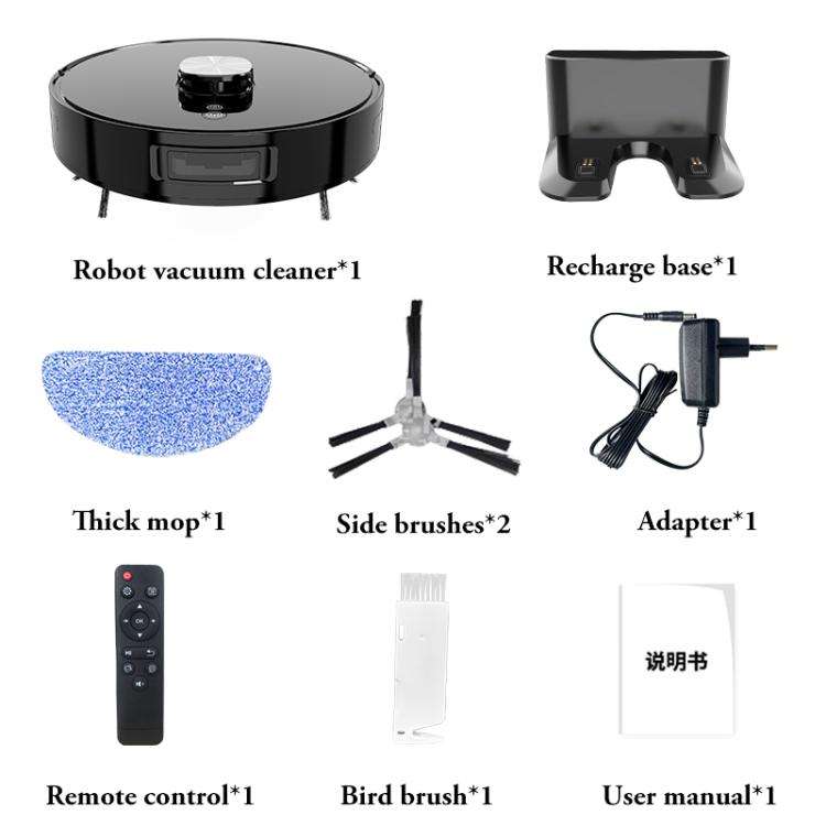 V8 Intelligent Automatic Recharging Sweeping Mopping Suction Robot(Black)