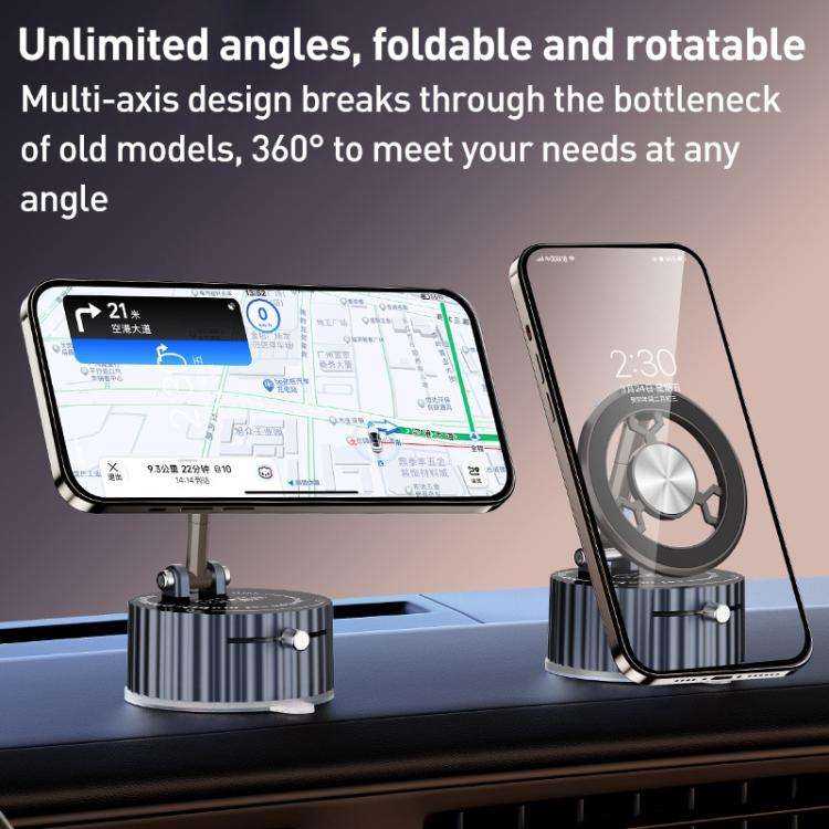BDK101 Vacuum Adsorption Magnetic Folding Car Phone Holder(Silver)