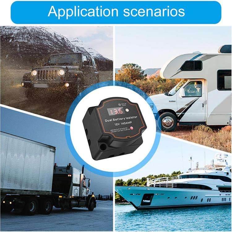 IP68 12V 140A Car Smart Dual Battery Isolation Controller with Digital Display Voltmeter, Type:7m...