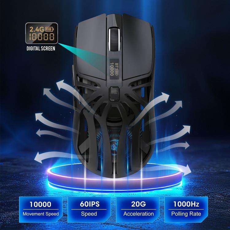 HXSJ T400 Tri-mode Rechargeable Wireless Mouse(Black)