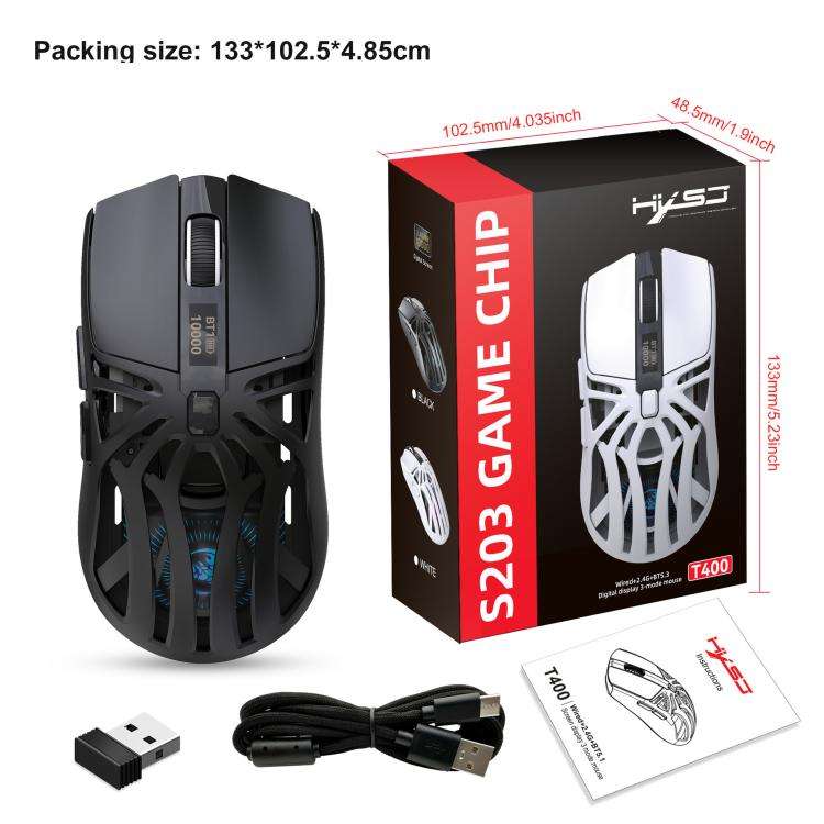 HXSJ T400 Tri-mode Rechargeable Wireless Mouse(Black)