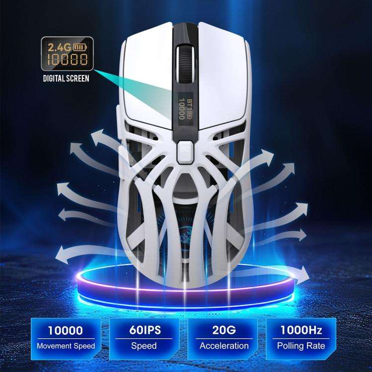 HXSJ T400 Tri-mode Rechargeable Wireless Mouse(White)