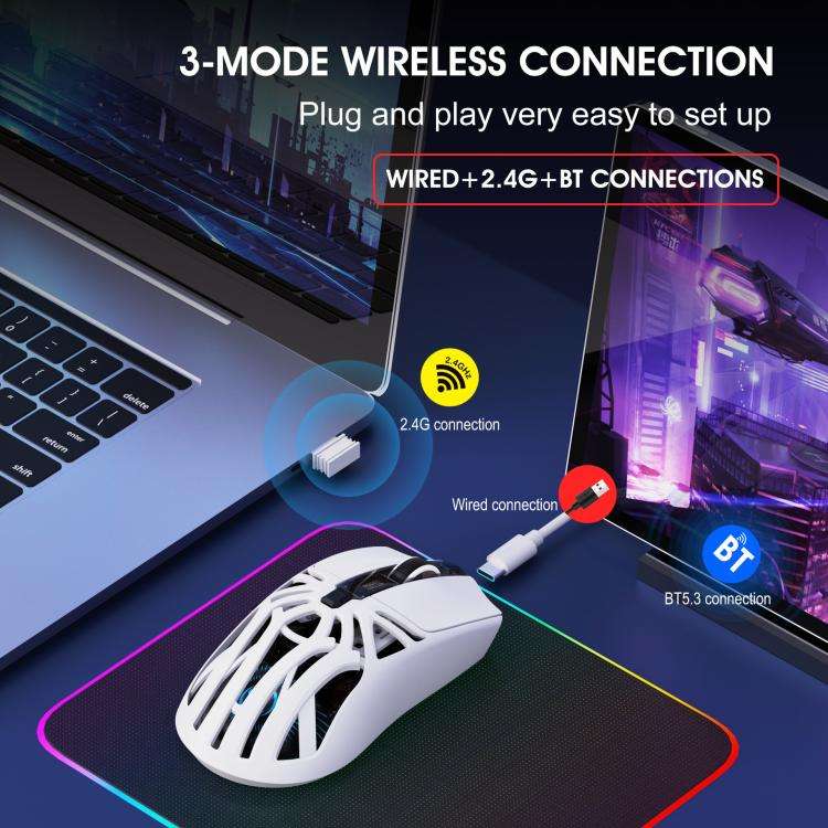 HXSJ T400 Tri-mode Rechargeable Wireless Mouse(White)