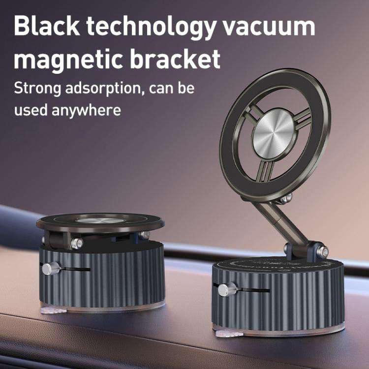 BDK102 Vacuum Adsorption Magnetic Folding Car Phone Holder(Gun Metal)